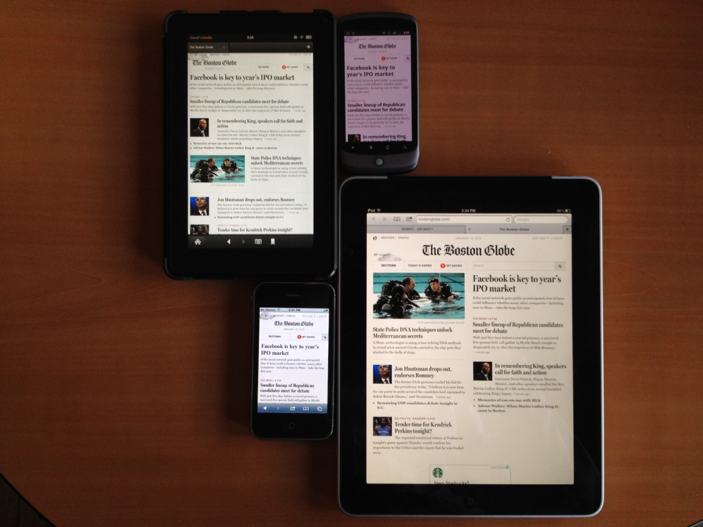 four screens, two orientations, one Boston Globe 2